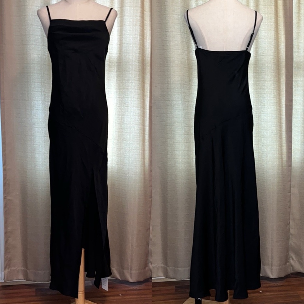 Sleek Black Evening Gown Slip Dress Prom Wedding Formal Womens Small